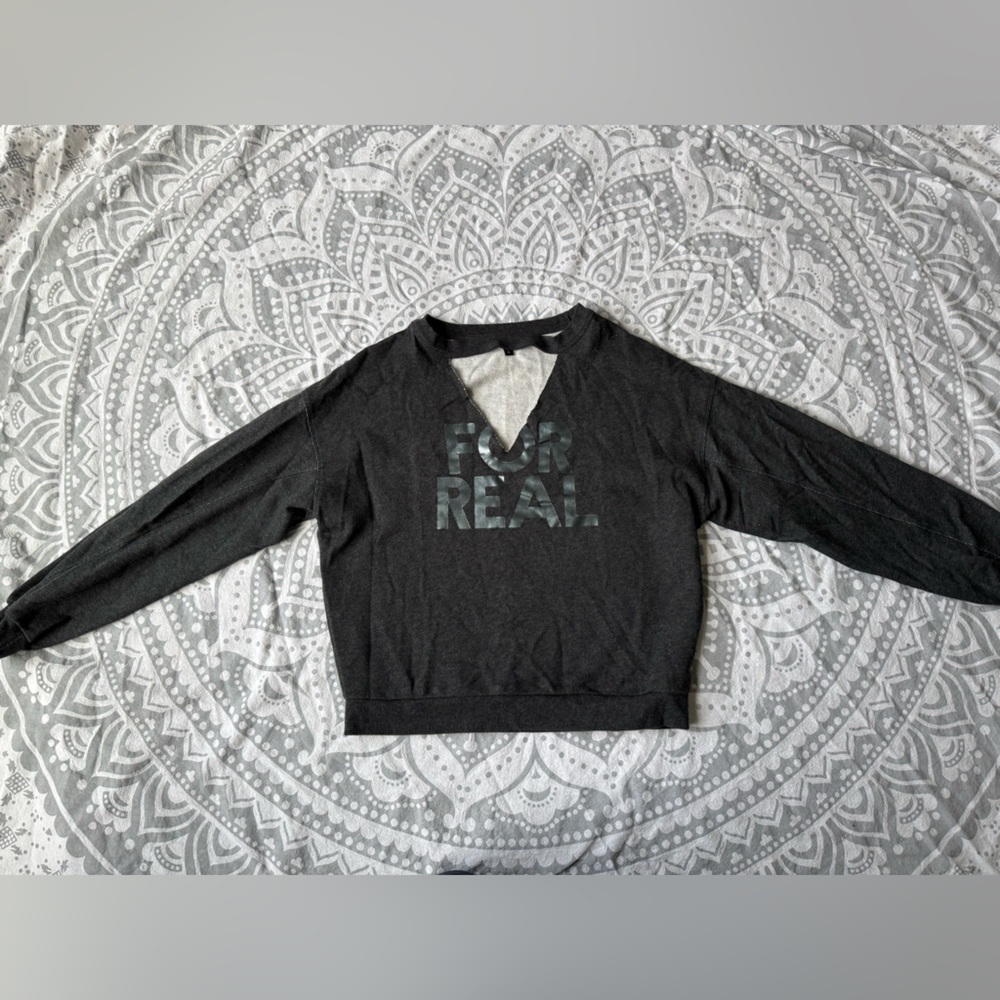 Express graphic cutout crew neck